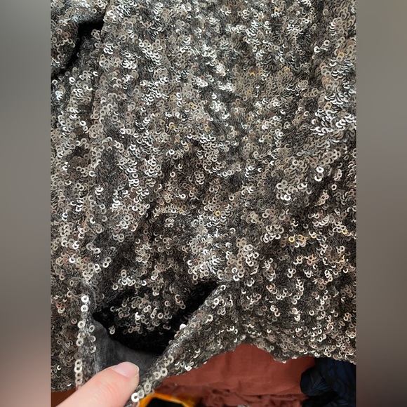 Silver Sequin Crop Bolero Jacket L - Picture 11 of 11